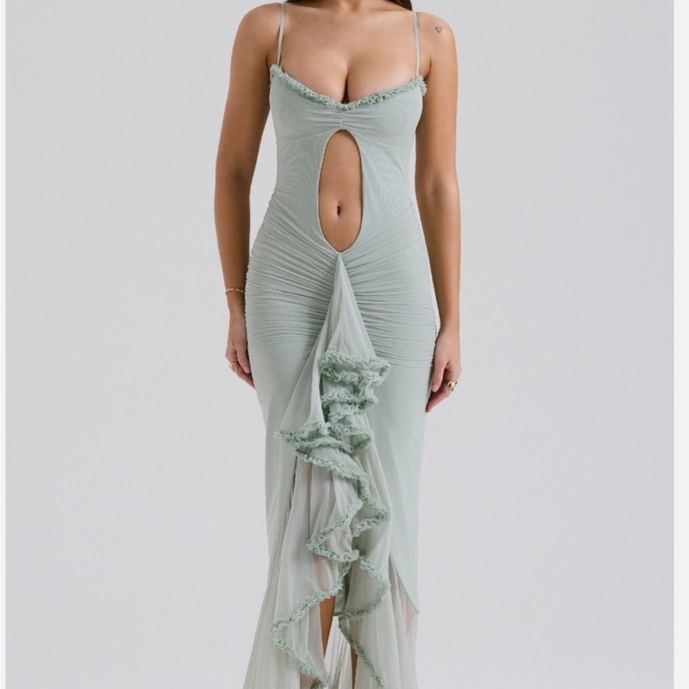 Elegant Sage Green Evening Dress
